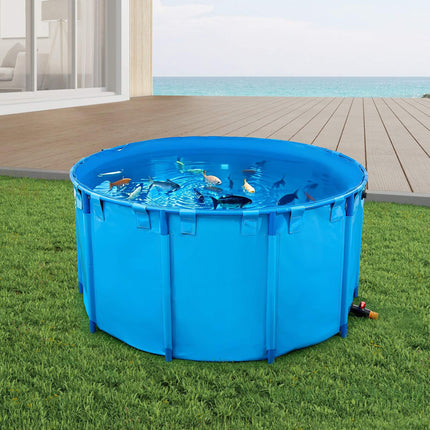 Above-Ground Fish Pond Tank, 818 Gal, PVC, Drain Valve