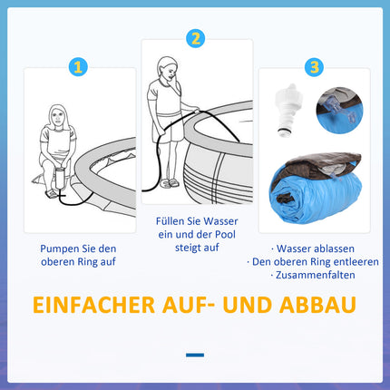 Inflatable above ground pool, rattan effect, 300 cm, brown