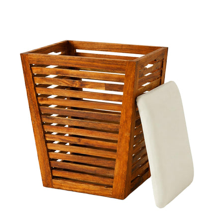 Akátový koš na prádlo se sedákem, objem 50L