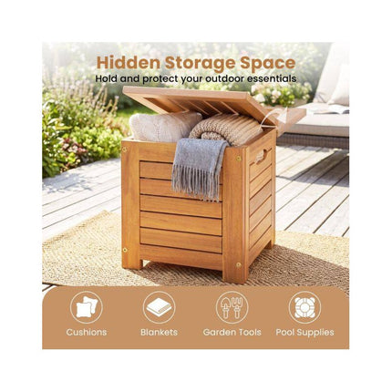 Acacia Wood Garden Bench with 3 Storage Boxes, 3 Seats, 360 kg Load Capacity