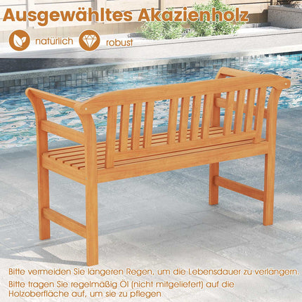 Acacia Wood Outdoor Bench, 2-Seater, 360 kg Capacity
