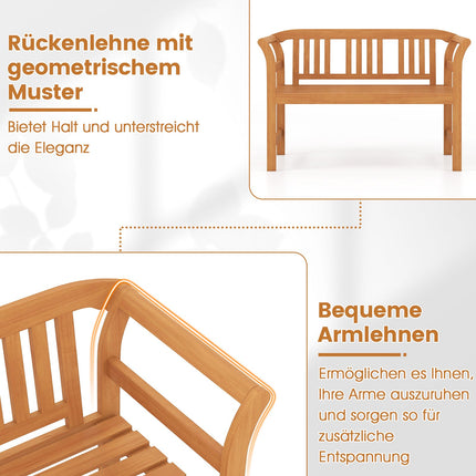 Acacia Wood Outdoor Bench, 2-Seater, 360 kg Capacity