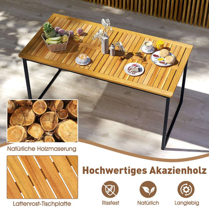 Acacia Wood Outdoor Dining Table for 6 with Umbrella Hole