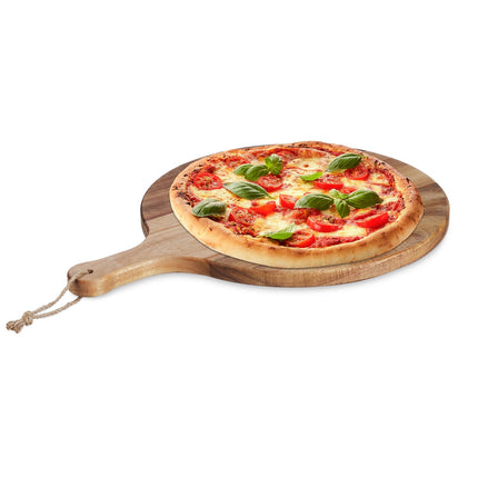 Servírovací prkénko na pizzu z akáciového dřeva s rukojetí, velké