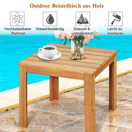 Acacia Wood Side Table, Square, Water-Resistant, 45x45x41 cm