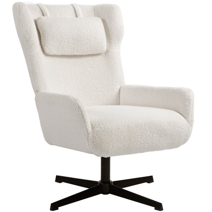 Designové křeslo, flísový potah, otočná základna, krémově bílá