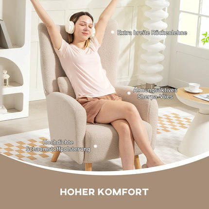 Designové křeslo, plyšový potah, pěnový sedák, béžová