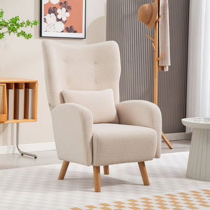 Designové křeslo, plyšový potah, pěnový sedák, béžová