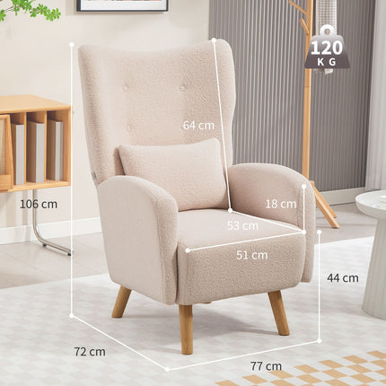 Designové křeslo, plyšový potah, pěnový sedák, béžová