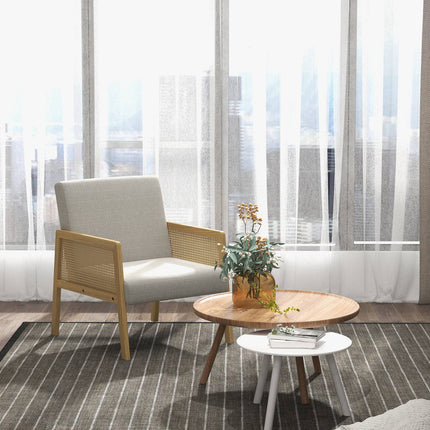 Accent Relaxation Chair, upholstered rattan look, linen look