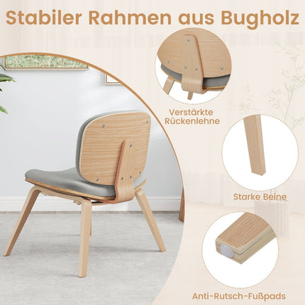 Designové křeslo s opěradlem a čalouněným sedákem – světle šedá
