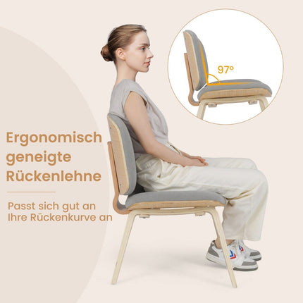 Designové křeslo s opěradlem a čalouněným sedákem – světle šedá