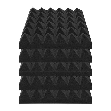 Acoustic Foam Panels, 36 Pack, 12 x 12 x 2 in, Pyramid, Black
