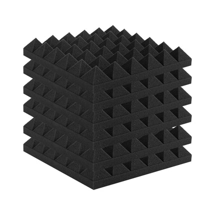 Acoustic Foam Panels, 36 Pack, 12 x 12 x 2 in, Pyramid, Black