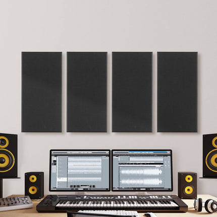Acoustic Panels, 4-Pack 2-Inch Fiberglass, Self-Adhesive, Black