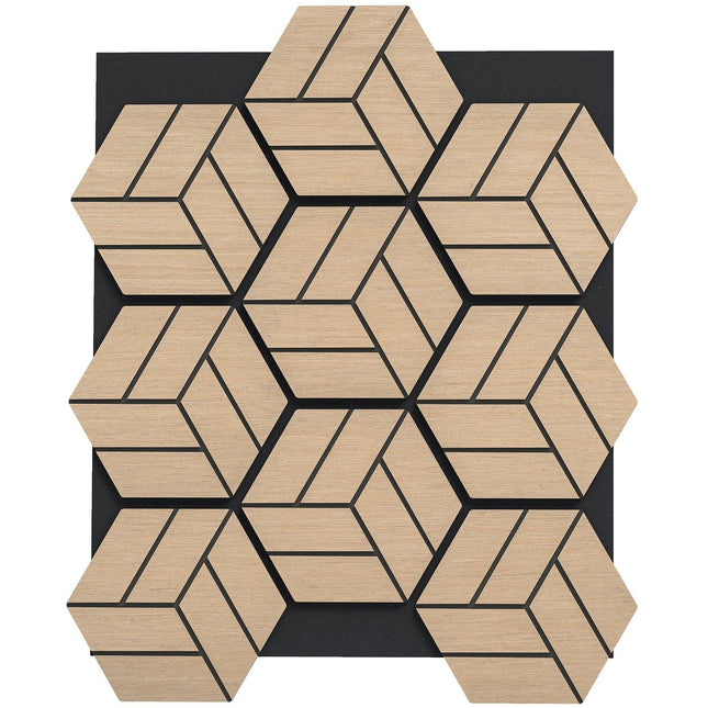 Akustické nástěnné panely, šestihranné dřevo, pohlcují zvuk, 4 ks