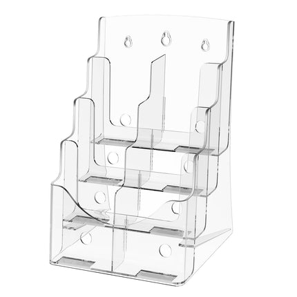 Acrylic Brochure Holder 8.5x11, 4-Tier Wall Or Countertop Divider