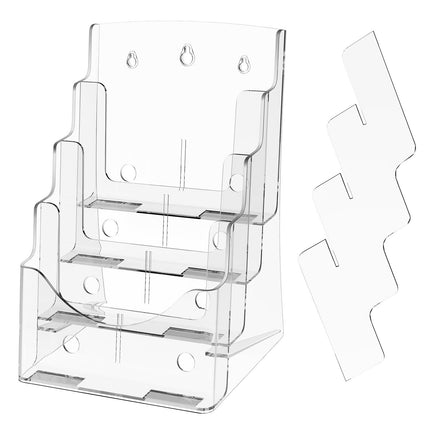 Acrylic Brochure Holder 8.5x11, 4-Tier Wall Or Countertop Divider