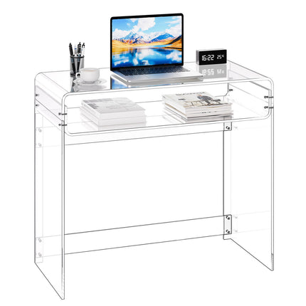 Acrylic End Table, 2-Tier Clear Storage, 40 x 85 x 75 cm