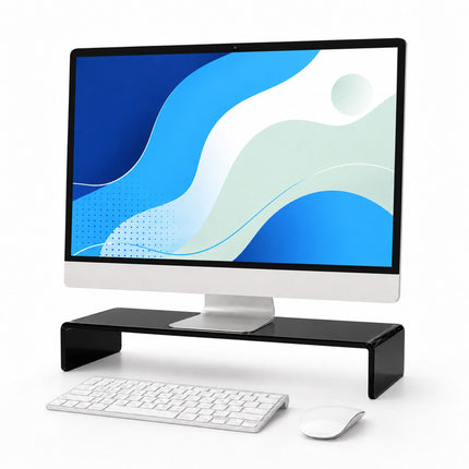 Acrylic Monitor Riser - Black, 50 x 20 x 10 cm