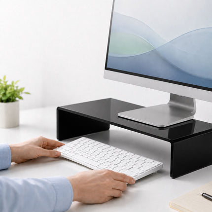 Acrylic Monitor Riser - Black, 50 x 20 x 10 cm
