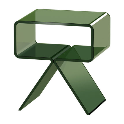 Acrylic Nightstand With Shelf, Transparent Green 43 cm