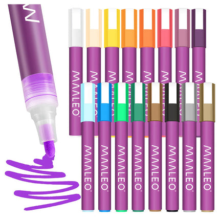 Sada akrylových popisovačů, 16 barev, voděodolné, 8ml