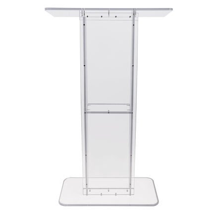Acrylic Podium Stand, Clear 47 In with Reading Top Shelf