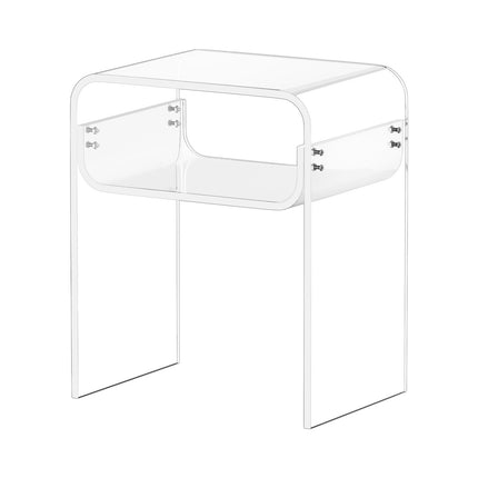 Acrylic Side Table, 2-Tier Clear With Shelf, 30x40x50 cm