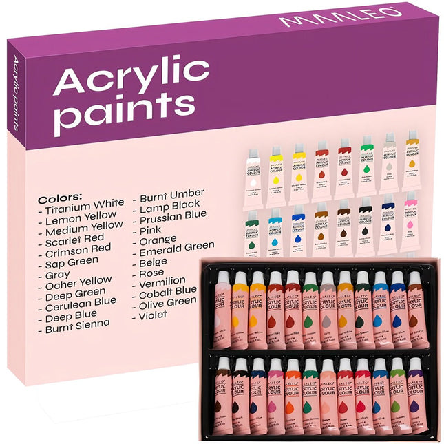 Akrylové barvy 24 ks - 12 ml. Maaleo 20363