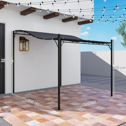 Tmavě šedý zahradní pavilon pergola, voděodolný, 2.5x3x2.5 m