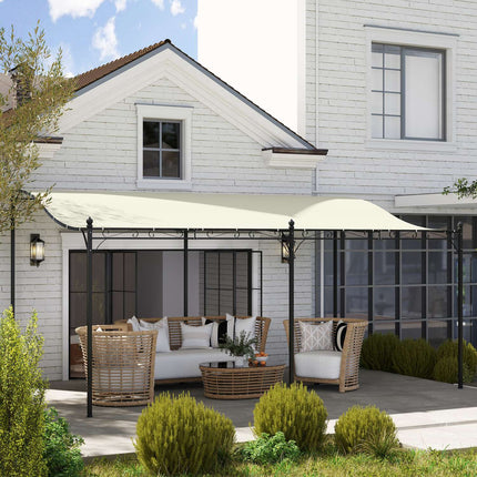 Samostatně stojící zahradní pergola s voduodpudivou střechou, 3x5 m krémově bílá