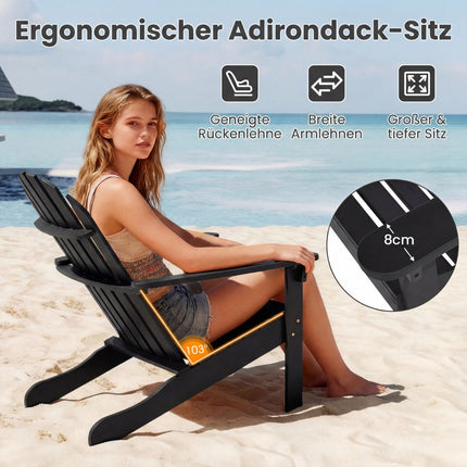 Křeslo Adirondack z černého akáciového dřeva s vysokým opěradlem