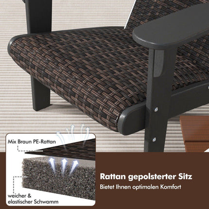 Křeslo Adirondack s držákem nápojů, HDPE a ratan, černá