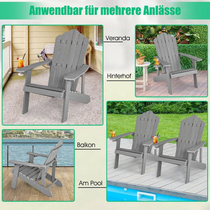Křeslo Adirondack s držákem nápojů, odolné počasí, světle šedá