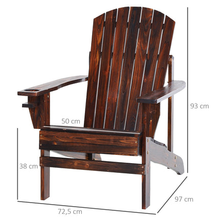 Zahradní křeslo Adirondack, masivní dřevo, s držákem nápojů