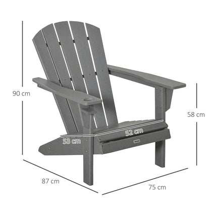 Zahradní křeslo Adirondack z plastu s držákem nápojů, šedá