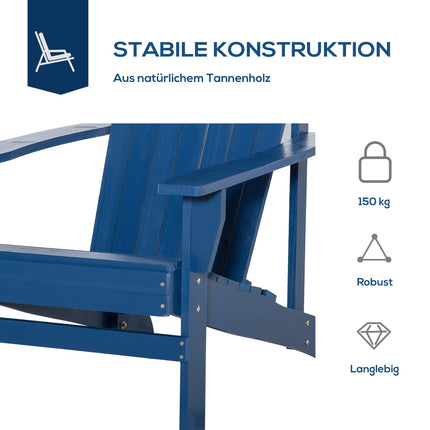 Křeslo Adirondack, modré dřevěné křeslo s držákem nápojů