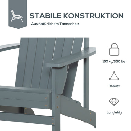 Dřevěné zahradní křeslo Adirondack, tmavě šedá s držákem nápojů