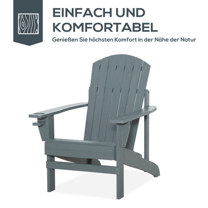 Dřevěné zahradní křeslo Adirondack, tmavě šedá s držákem nápojů
