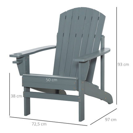 Dřevěné zahradní křeslo Adirondack, tmavě šedá s držákem nápojů