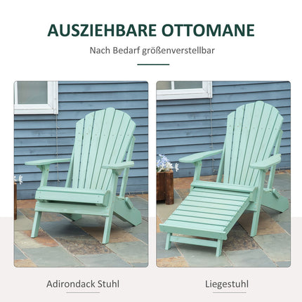 Zahradní křeslo Adirondack z borovice s podnožkou, zelená