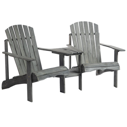 Solid wood Adirondack chair set with table, gray
