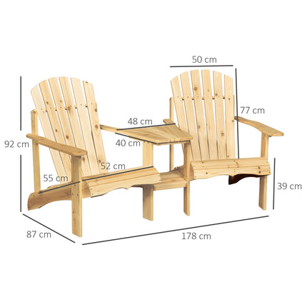 Sada zahradních křesel Adirondack z masivu se stolem, 2místná