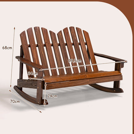 Adirondack Rocking Chair for Children 2-Seater Wooden Garden Chair 99.5 x 70 x 68 cm Brown