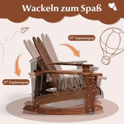 Adirondack Rocking Chair for Children 2-Seater Wooden Garden Chair 99.5 x 70 x 68 cm Brown