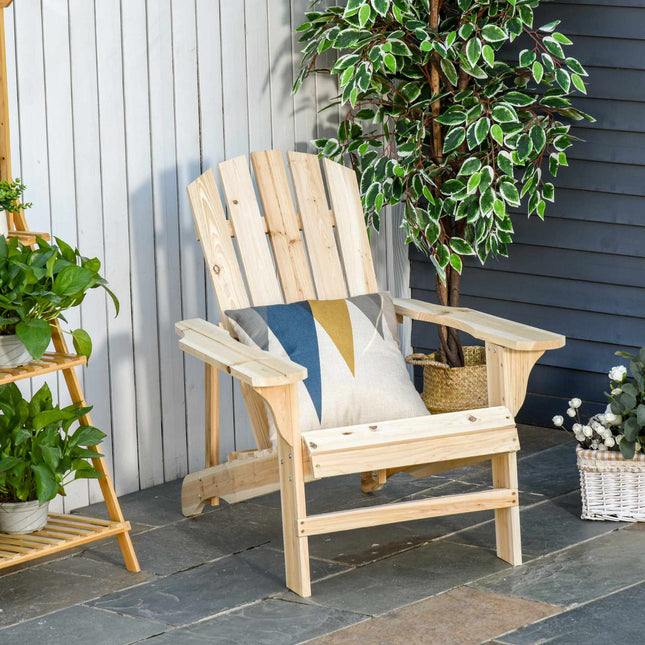 Dřevěné křeslo Adirondack, venkovní, vysoké opěradlo, područky