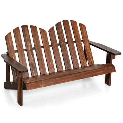Dětské křeslo Adirondack dvoumístné, dřevěné křeslo Adirondack hnědá 99 x 51 x 56.5 cm