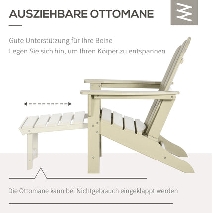 Sada křesel Adirondack s odkládacím stolkem a podnožkou, HDPE písková
