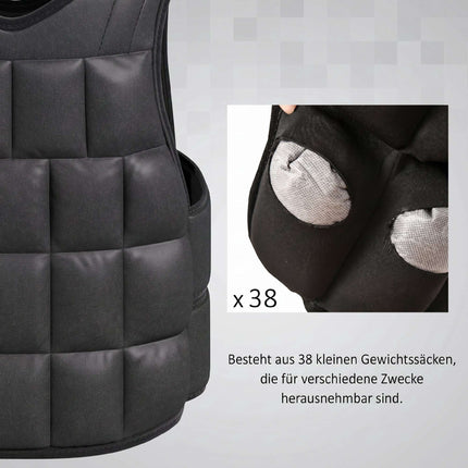 Adjustable 10 KG Weighted Vest, Black, Oxford Fabric